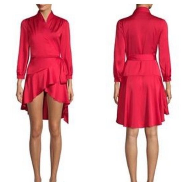 Few Moda Red Street Tie Wrap Dress Christmas Size Medium new with tags #112 - Picture 1 of 6